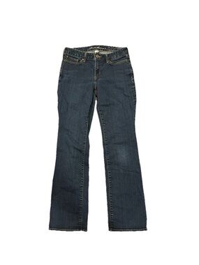 Eddie Bauer Women's Curvy Bootcut Jeans Blue Medium Wash Denim Button Zip Size 4